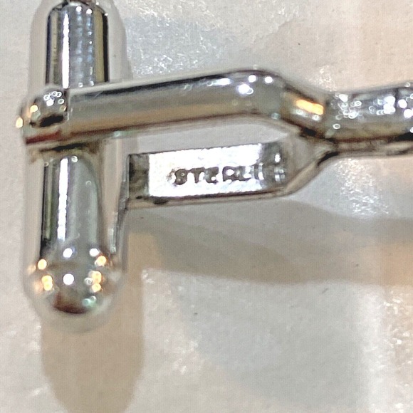 Vintage Anson Sterling cufflinks silver tone ovals etched conservative career - Picture 7 of 7